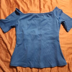 White House Black Market Blue Off-Shoulder Top